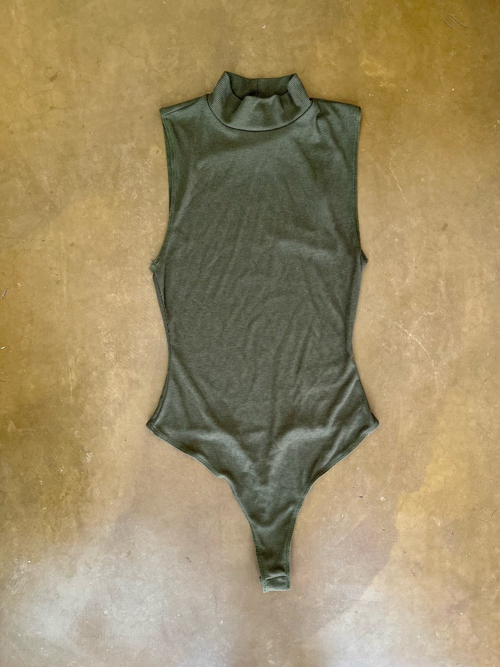 Free People Mock Neck Olive Green Sleeveless Bodysuit